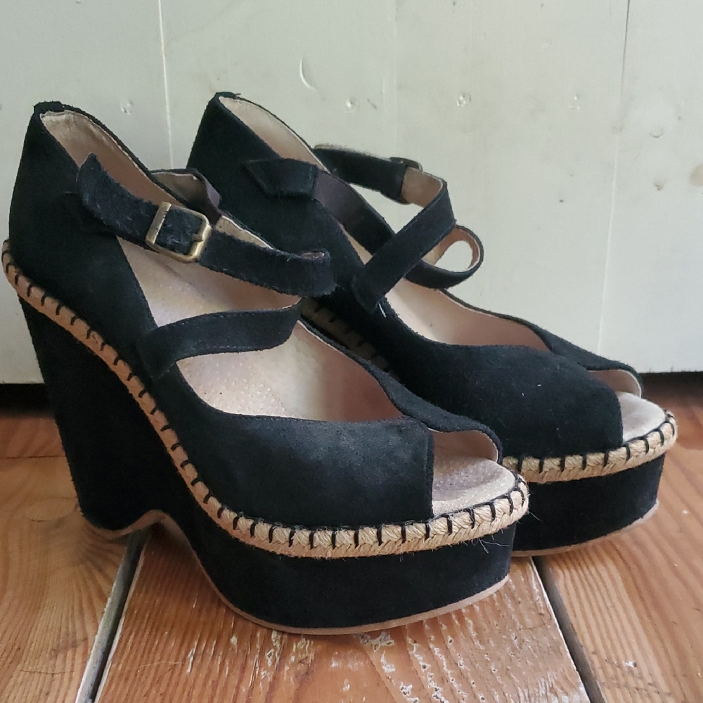 FP Movement by Free People Black Wedge Sandals